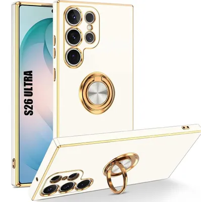 Image de Coque pour Samsung Galaxy S26 Ultra, Protection Silicone Antichoc Anti-Rayures avec Anneau - Blanc