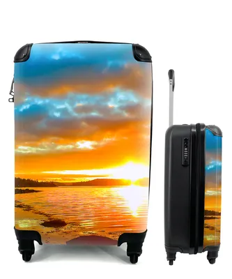 Produktbild von MuchoWow® Koffer Handgepäck Trolley Rollkoffer Kleine Reisekoffer mit 4 Rollen - Sonne - Landschaft - Wasser - Bäume - Cabin Size < 55x40x23 cm & 55x40x20 cm - Fotokoffer - Kabinenkoffer - Boardgepäck - Reise-Box - Reisekoffer - Reisegepäck - Koffer mit Bild - Trolley für Kinder