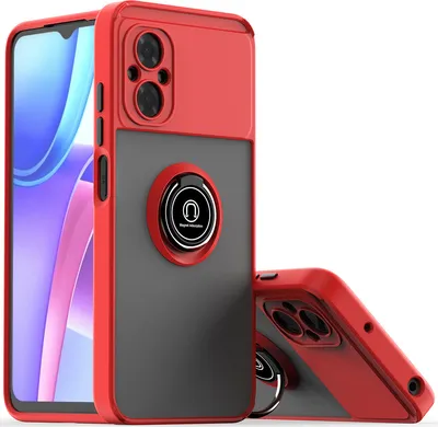 Image de Étui pour Xiaomi Poco M4 5G étui en TPU translucide mat avec support d'anneau et stand Rouge