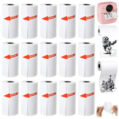 Productafbeelding van 15 Rollen Thermopapier 53 x 28 mm Zelfklevend voor Fotodruk en Notities