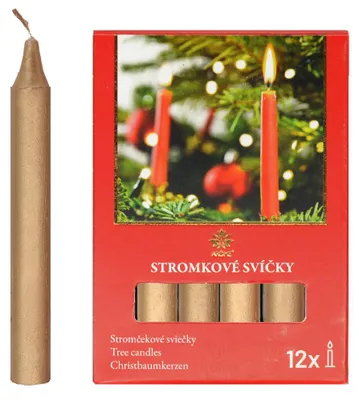 Zdjęcie produktu dla ARÔME Świeczki wysokie 12 szt. Kolor: złoty