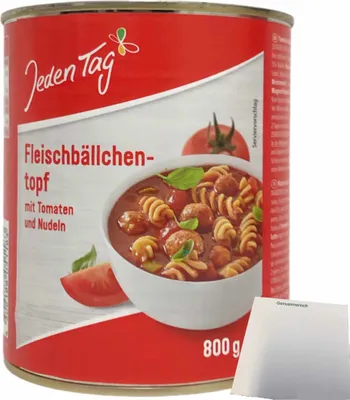Produktbild von Jeden Tag Fleischbällchen-Topf mit Tomaten und Nudeln (800g Dose) + usy Block