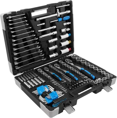 Produktbild von Karcher 157-teiliges Ratschenschlüssel-Set 1/4" + 3/8" + 1/2" mit Werkzeug aus Chrom-Vanadium