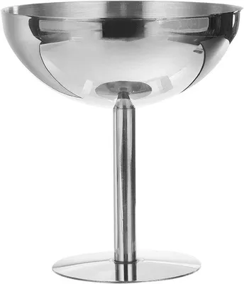 Zdjęcie produktu dla Srebrna szklanka koktajlowa – 450 ml – nietłukąca – Martini – metaliczna – srebrna – idealna na wesela i uroczystości.