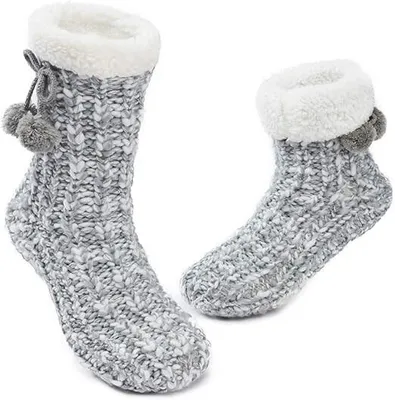 Produktbild von Mädchensocken Kuschelsocken Wintersocken m. rutschfesten Noppen Gr. 30-35 grau