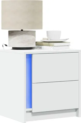 Immagine prodotto di vidaXL Comodini con luci LED 2 pz. Materiale bianco a base di legno