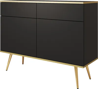 Produktbild von Kommode: Schwarz, goldene Beine, 107x85x39 cm