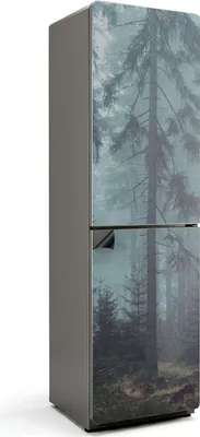 Produktbild von Neblige Waldlandschaft – Magnetische Kühlschrank Abdeckung – Dekorfolie magnetisch Küche – Kühlschrank Magnet Deko – selbstklebende Magnettafel – Magnetfolie für Kühlschranktür – 60x205 cm