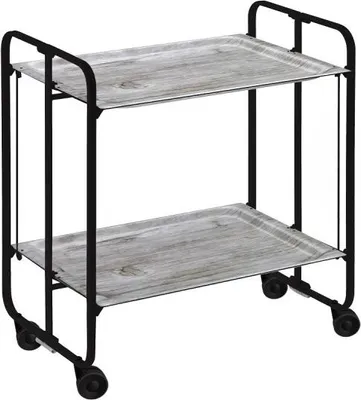 Produktbild von DON HIERRO - Klappbarer Servierwagen BAUHAUS mit Rollen – Metallgestell schwarz, 2 Ebenen, 4 Positionen