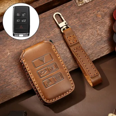 Produktbild von Hallmo Auto Cowhide Leder Schlüssel Schutzhülle Schlüssel Hülle für Land Rover Discovery 5 B Style(Brown)
