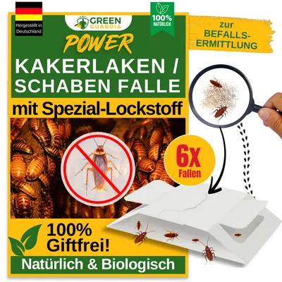 Marketing image for a cockroach trap, showing the product and its features.