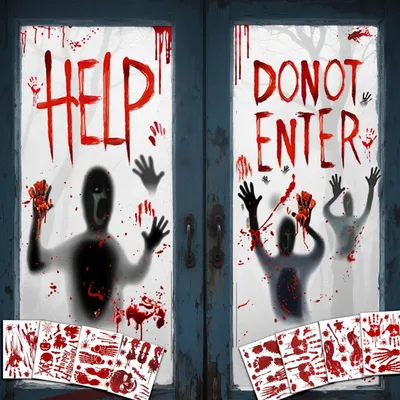 Produktbild von Halloween-Aufkleber mit blutigem Design, 10 Stück. Fensteraufkleber mit Horror-Dekoration, gruselige Halloween-Aufkleber, Halloween-Wandaufkleber, Wandaufkleber für Halloween-Partys