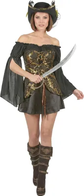 Immagine prodotto di Costume da pirata malvagio con ornamenti neri e oro - M/L
