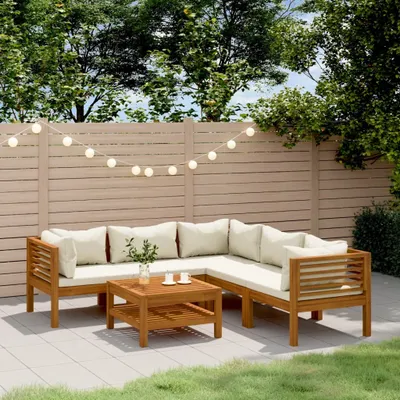 Produktbild von Maison Exclusive - 6-tlg. Garten-Lounge-Set mit Creme Kissen Massivholz Akazie
