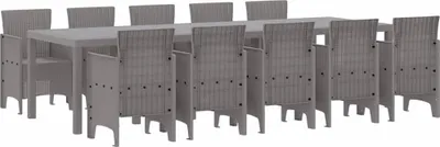 Image de Salon de jardin 11 pcs gris clair polypropylène