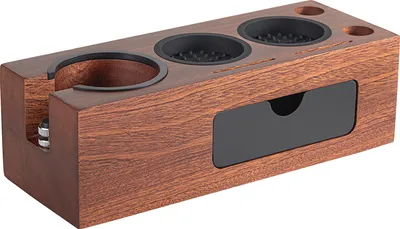 Produktbild von INF Kaffee-Tamper-Station aus Massivholz mit Schublade Hellbraun