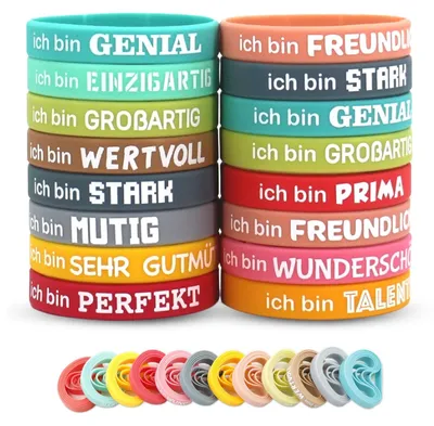 60 Motivationsarmbänder aus Silikon mit inspirierenden Sprüchen