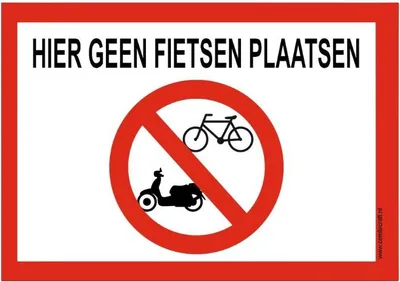 Produktbild von CombiCraft Schild 'Hier geen fietsen plaatsen' 21x30 cm