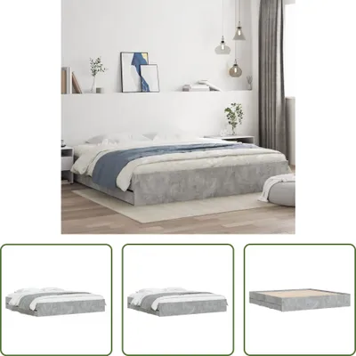 Produktbild von The Living Store Bettgestell mit Schubladen Betongrau 160x200 cm Holzwerkstoff