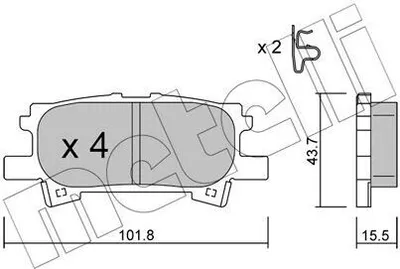 Produktbild von METELLI Bremsbeläge Satz Hinten Bremsklötze für LEXUS RX (MHU3, GSU3, MCU3) 22-0619-0