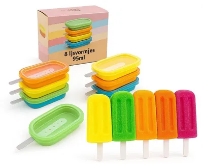 Produktbild von 8er Set Eislolly-Formen 95 ml – Stapelbares Platinum-Silikon – Spülmaschinenfest