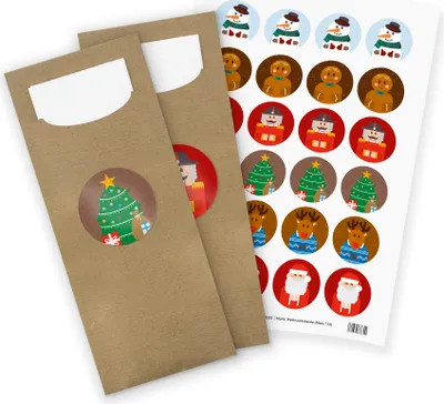 Produktbild von itenga 24x Bestecktaschen + Stickerbogen Weihnachtsbande (Motiv 153)