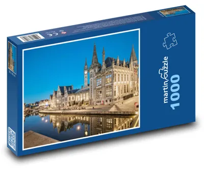 Produktbild von Puzzle 1000 Belgien - Nachtkanal in Gent - martinpuzzle