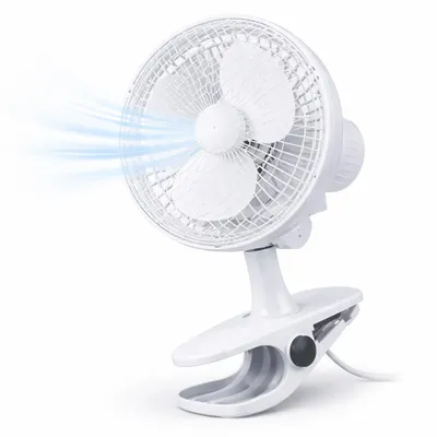 Produktbild von Tischventilator leise mit 90° Schwenkfunktion – Tragbarer Ventilator 3 Leistungsstufen für gleichmäßige Luftverteilung (Ventilator mit Clip Ø 16 cm)