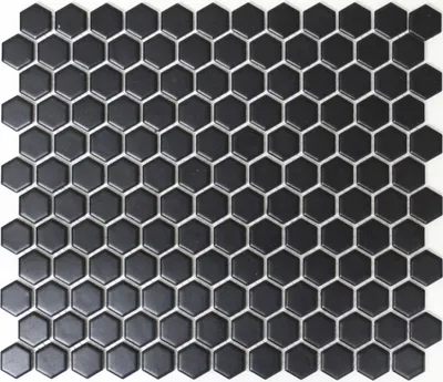 Produktbild von Mosaik Fliese Keramik Hexagon schwarz matt Duschrückwand Fliesenspiegel MOS11A-0311