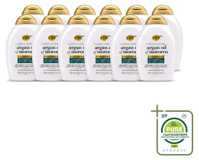 Produktbild von 12 x OGX Argan Oil of Morocco Shampoo - Leichtgewicht - für täglichen Gebrauch - 385 ml - Großpackung - 12 Stücke
