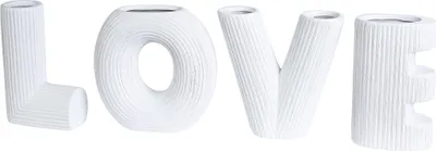 Immagine prodotto di Gilde 4tlg. Set, Vase, klein, "Love", Keramik, weiß, VE 1, L. 6.5 cm, B. 15 cm, H. 15 cm 34032 4063387340325