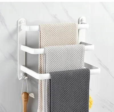 Produktbild von Arhatreya Handtuchhalter Aluminium Weiß mit 2 Haken