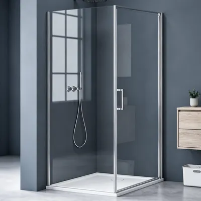 Image de doporro Cabine de Douche en Angle Montage réversible 75x100x195 Paroi de Douche Design Ravenna36K-Plus Porte Pivotante Autolevante en Verre Transparant de 8mm