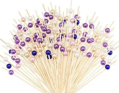 Produktbild von Set mit 300 Bambus-Cocktailspießen mit Acrylperlen