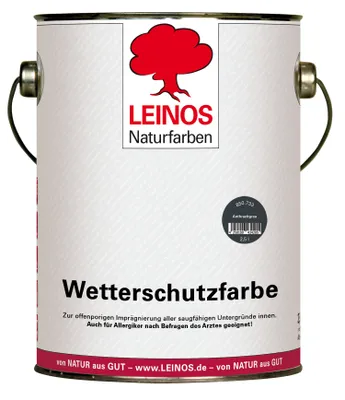Produktbild von LEINOS Wetterschutzfarbe Anthrazitgrau 2,5 l für Holz außen, UV-beständig