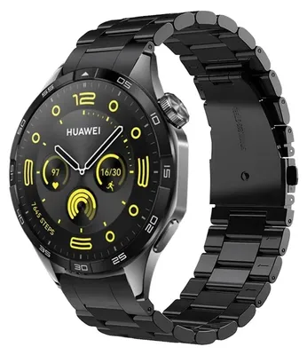 Obrázok produktu pre Pre Huawei Watch GT 5 46mm Tri korálky z nehrdzavejúcej ocele Náhradný inteligentný pás na ruku Black