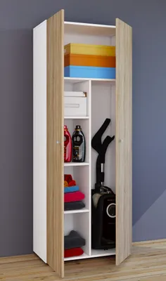 Produktbild von VCM Besenschrank | 6 Fächer | Maße: B. 70 x  H. 178 x T. 40 cm | Haushaltsschrank | Mehrzweckschrank |  Vandol