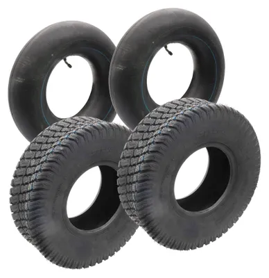 Produktbild von 2x Reifen 18x6.50-8 tubeless + 2x Schläuche mit abgebogenem Winkelventil TR87