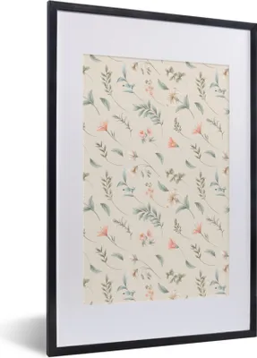 Produktbild von MuchoWow® MuchoWow® Gerahmtes Poster Blumen - Pastell - Pflanzen 40x60 cm - Poster mit zchwarzem Bilderrahmen - Poster in Rahmen