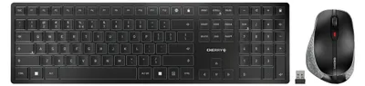 Produktbild von CHERRY DW 9500 SLIM, Kabellos, RF Wireless + Bluetooth, Scherenschalter, AZERTY, Schwarz, Grau, Maus enthalten