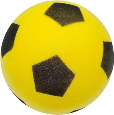 Image de Balle en mousse souple jaune au design football - balle sûre pour enfants à l'intérieur et à l'extérieur dès 0 an - balle légère pour les premiers jeux de balle