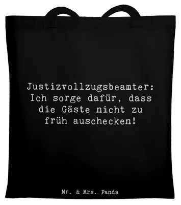 Produktbild von Mr. & Mrs. Panda Einkaufstasche Spruch Justizvollzugsbeamter Spaß - Schwarz - Geschenk, Justizvollzugspersonal, Laptoptasche, Anerkennung, Beruf, Dienst in der JVA