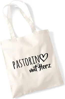 Produktbild von Huuraa Jutebeutel Pastorin mit Herz 10 Liter Natural Baumwolle Tasche Geschenkidee