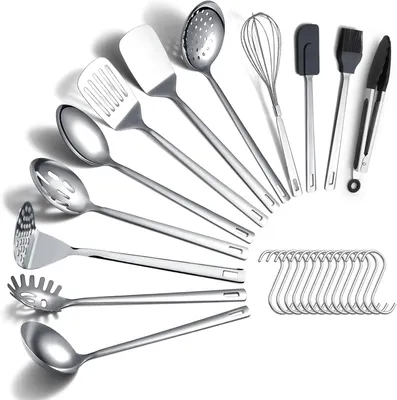 Produktbild von Kochgeschirr Set 26-teilig, Edelstahl, Küchenhelfer mit Haken, für Küche