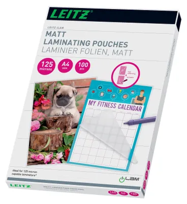Zdjęcie produktu dla Leitz 16926, Matowy, Przezroczysty, Kopolimer Etylenu z Octanem Winylu (EVA), Poli(tereftalan etylenu) (PET), A4, 0,125 mm, 222 mm