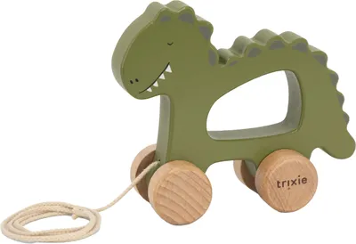 Immagine prodotto di Dinosauro in legno da tirare Trixie - Legno- Giocattolo per bambini