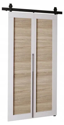 Produktbild von KierMoebel Schiebetür Komplettset QUDIO M1 Weiß + Sonoma 86x205x3,2 cm Wohnzimmer Schiebetür