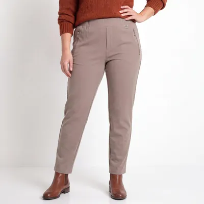 Produktbild von Stoffhose mit Gummizug Kurzgröße 19 - 27 elegante Damen Schlupfhose mit Taschen