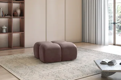 Produktbild von Polsterhocker Designerhocker DARCY 85x85 cm in Stoff Salvador Braun