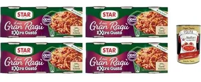 Produktbild von Star il mio Gran Ragù Extra Gusto mit 100% italienischem Fleisch, 4x Packung mit 3 Dosen à 100g + Italian Gourmet polpa 400gr